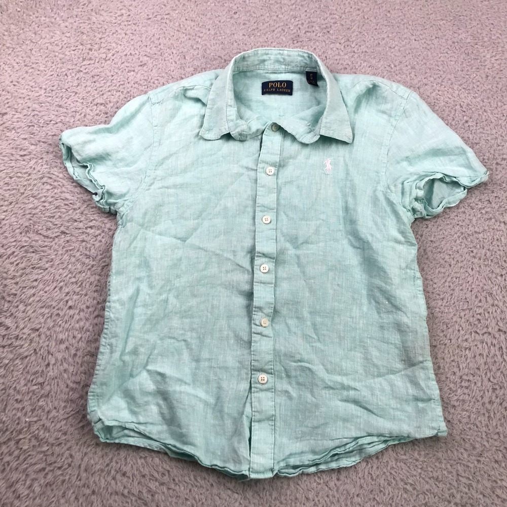 Polo Ralph Lauren Shirt Mens S Light Blue Chambray Cotton Woven‎ SS Pony Logo